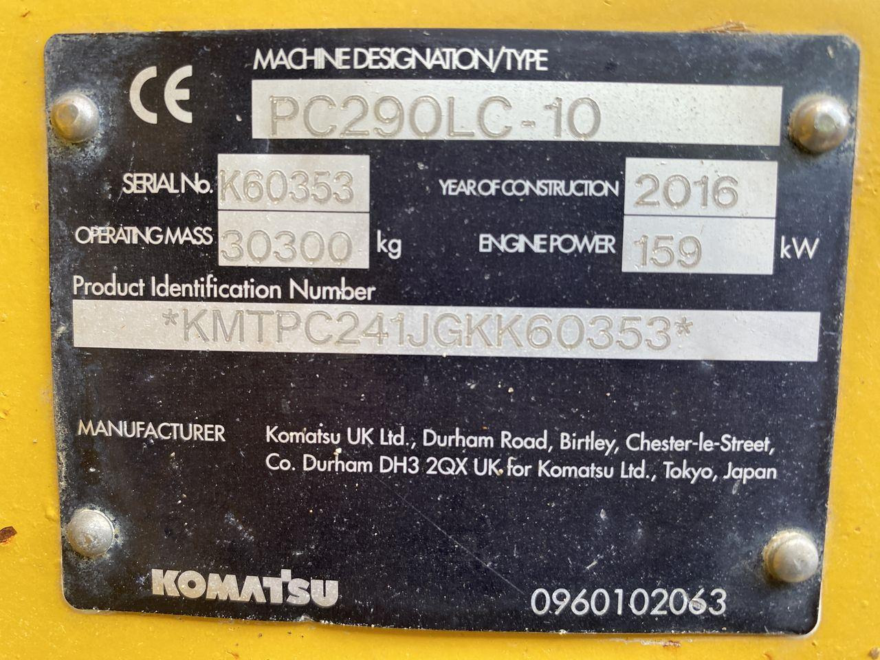 Bandgrävare Komatsu PC290LC-10