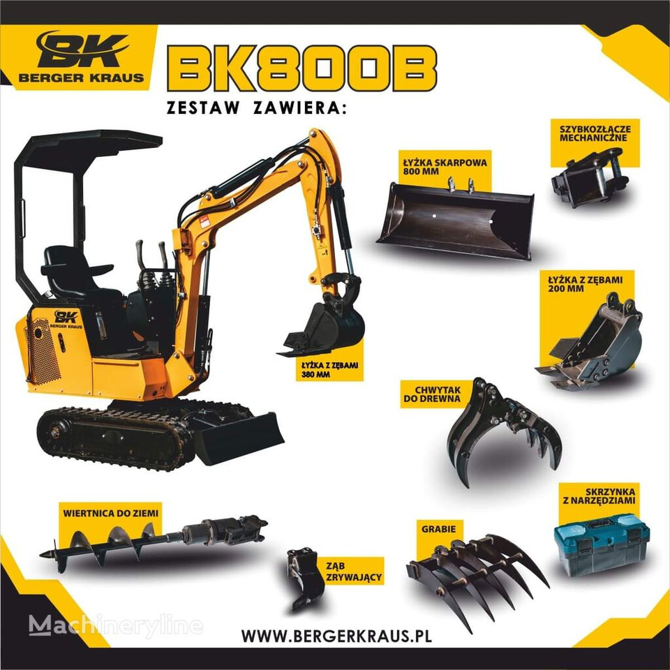 Leasa Berger Kraus Mini Excavator BK800B with FULL equipment Berger Kraus Mini Excavator BK800B with FULL equipment: bild 1