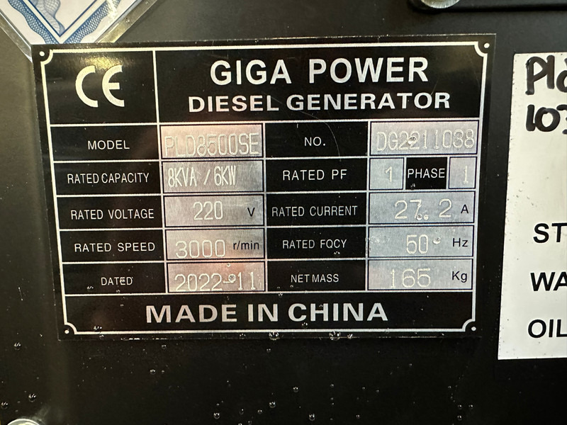 Ny Elgenerator Giga power PLD8500SE 8KVA silent set: bild 10