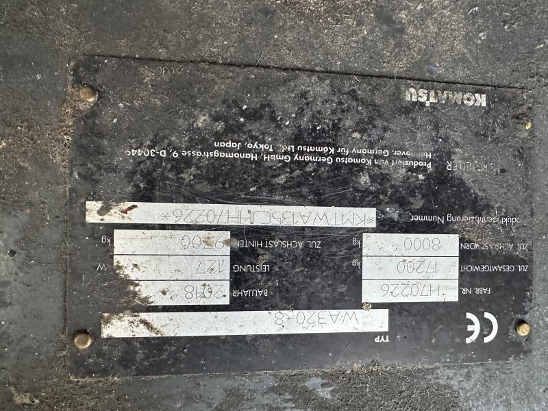 Hjullastare Komatsu WA 320-8 Klappsch. Hochlader WAAGE Schutzbel. Klim WA 320-8 Klappsch. Hochlader WAAGE Schutzbel. Klima