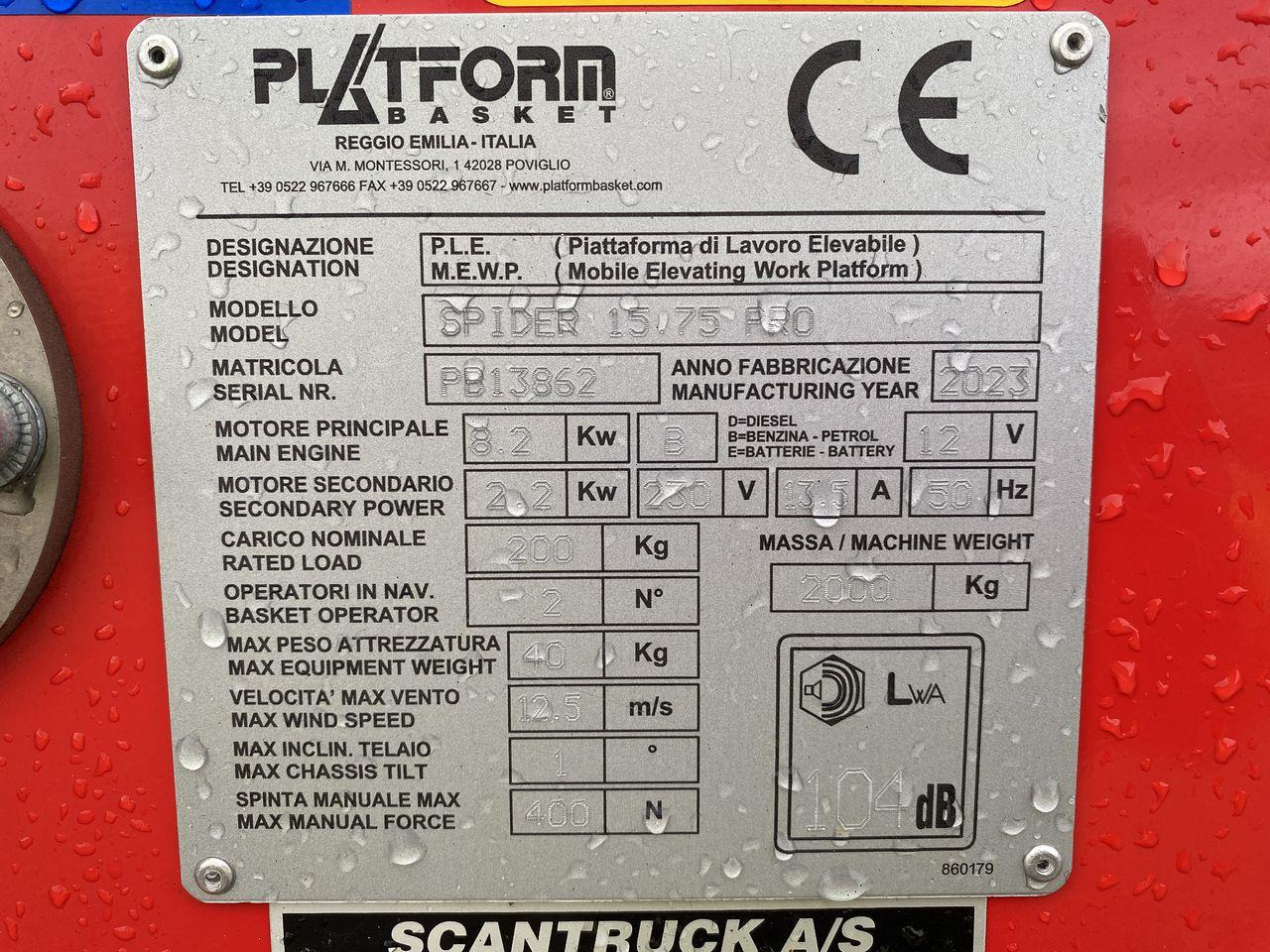 Larvbandslift Platform Basket SPIDER 15.75 STD