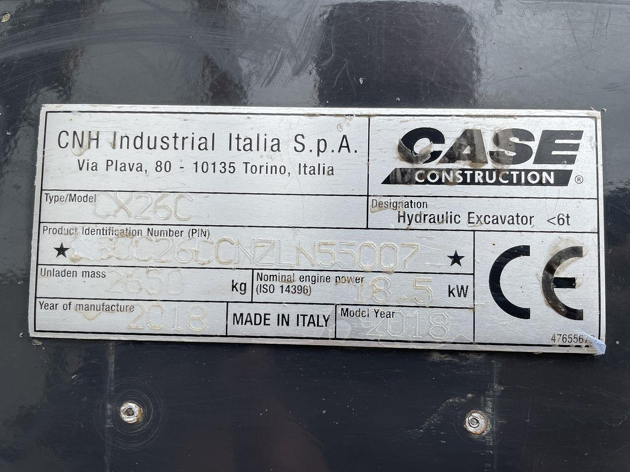 Minigrävmaskin Case CX26C