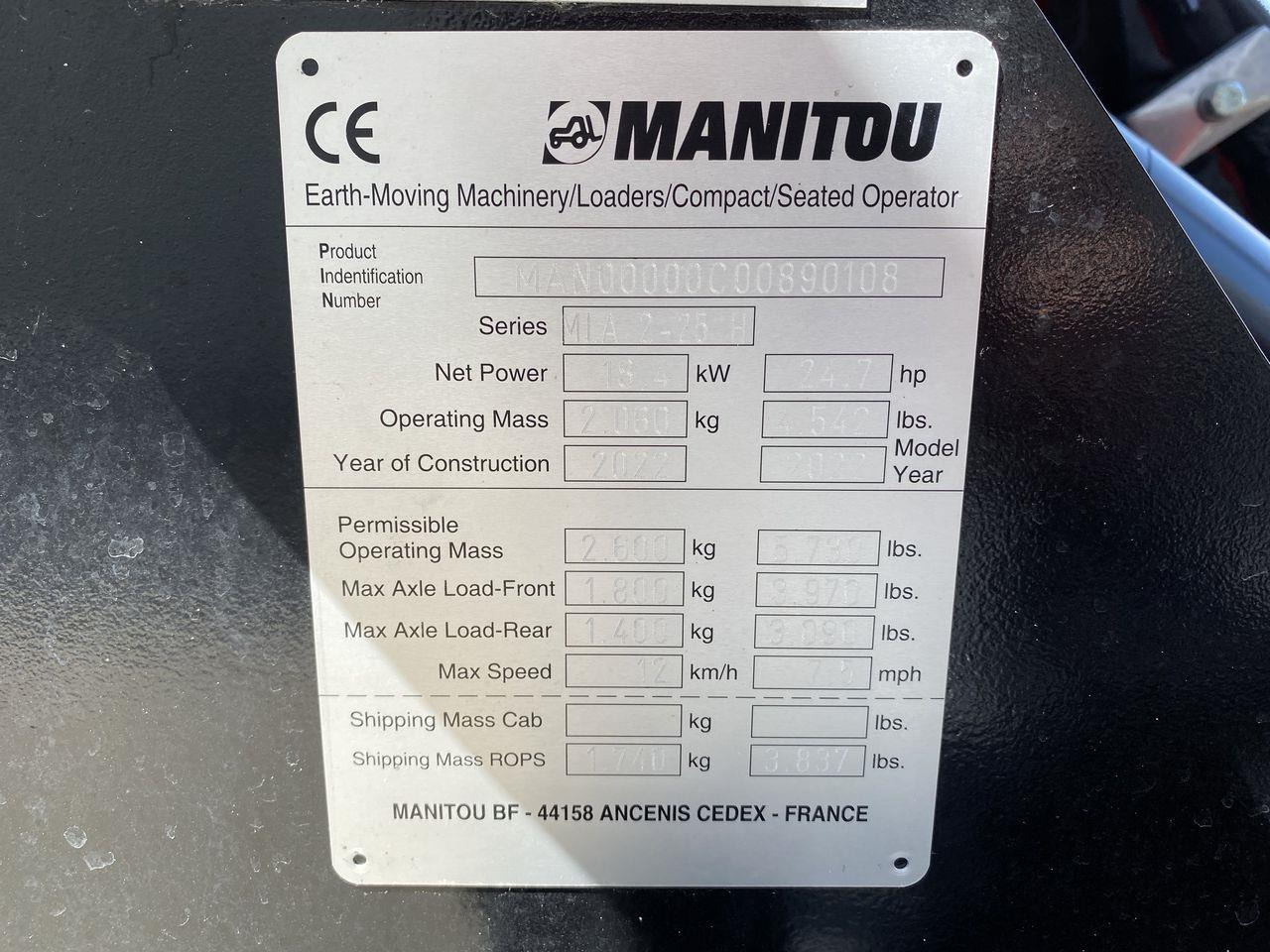 Minilastare Manitou MLA 2-25H-4P