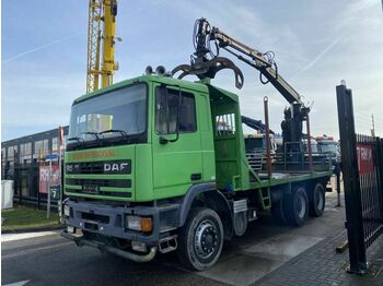 Flakbil, Kranbil DAF 95.380 ATI 6X4 MANUAL FULL STEEL + HIAB CRANE: bild 1