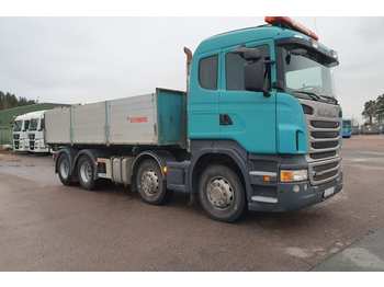 Flakbil 4-axlig tippbil med Zetterbergsflak och Sidomatic SCANIA R480LB8X2MNA