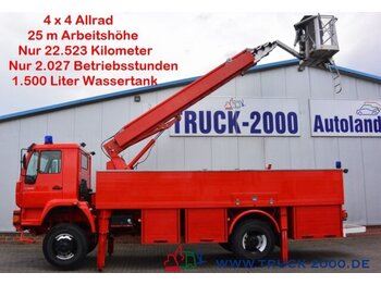 Lastbil MAN 18.280 4x4 Feuerwehr 25m Bühne 1500l Tank CRohr