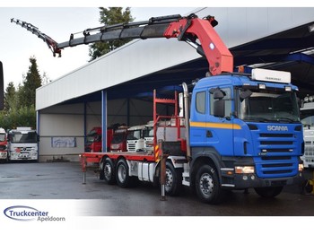 Flakbil, Kranbil Scania R480 HMF THOR 85 t/m + Jib, 8x2, Retarder, Truckcenter Apeldoorn: bild 1