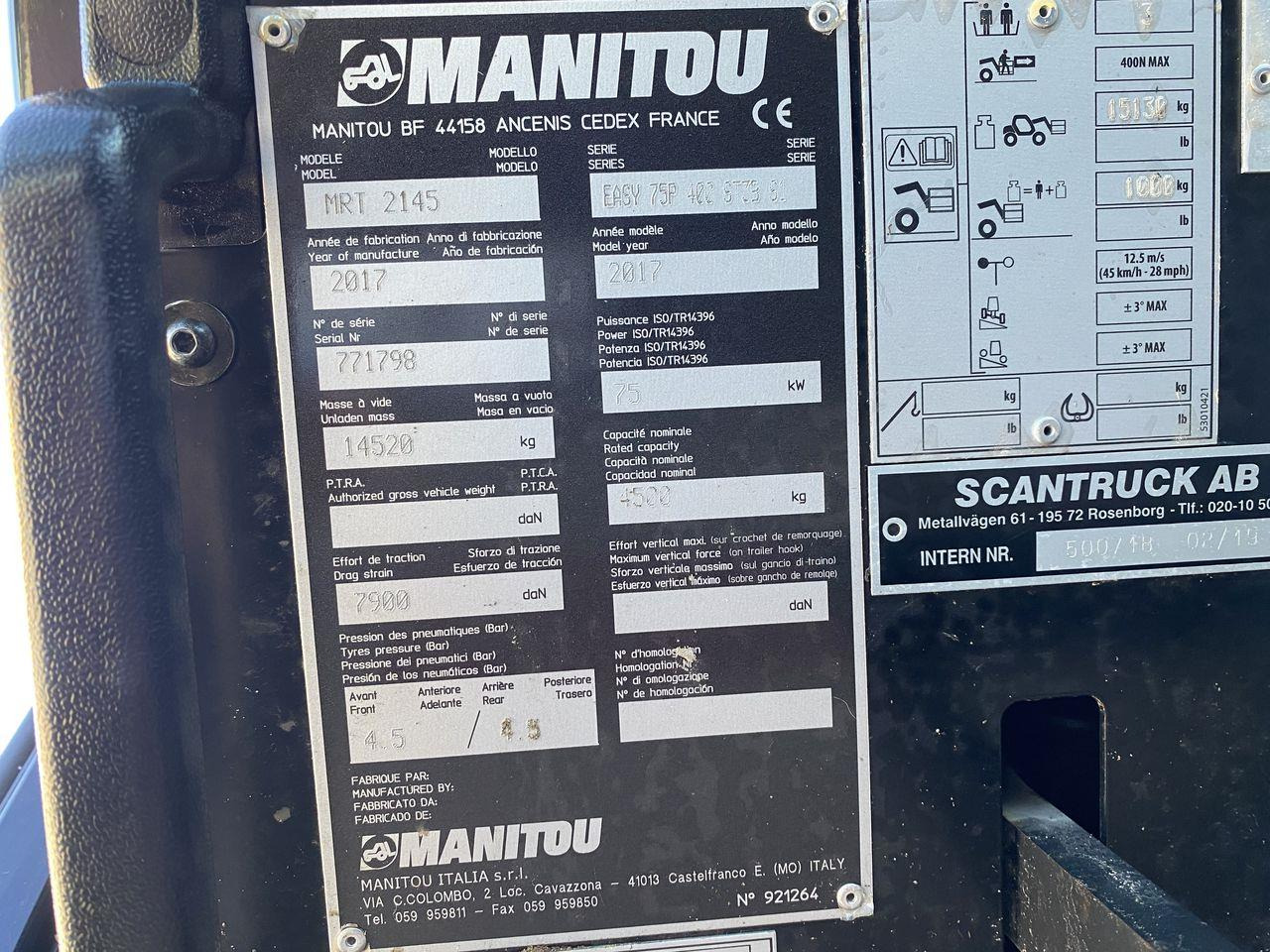 Teleskoplastar Manitou MRT2145 EASY
