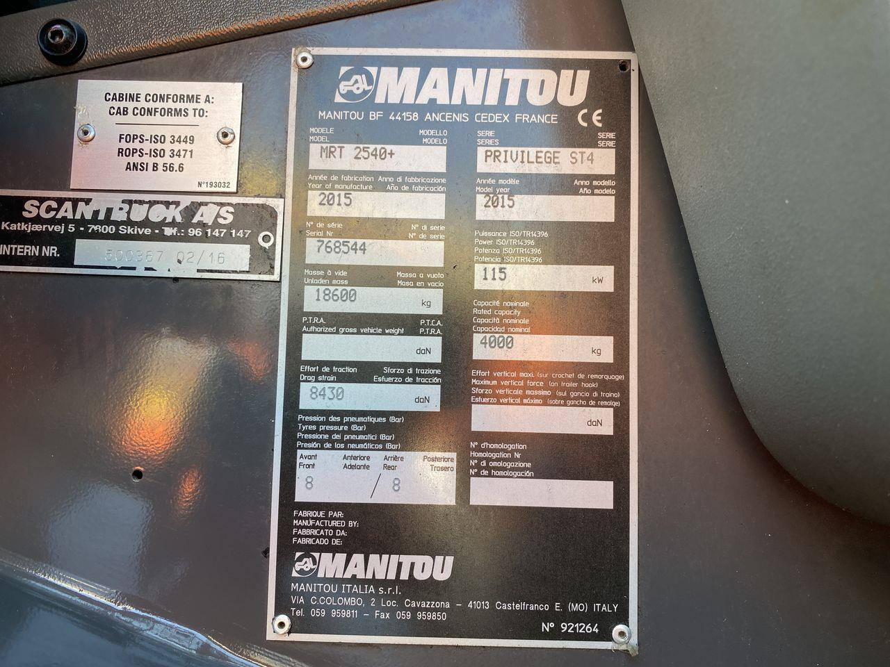 Teleskoplastar Manitou MRT2540P+ ST4