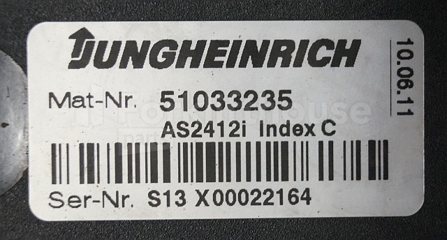Kontrollenhet för Materialhanteringsutrustning Jungheinrich 51033235 Rij regeling Drive controller AS2412i index C from ECE320SH year 2011 sn. S13X00022164: bild 2