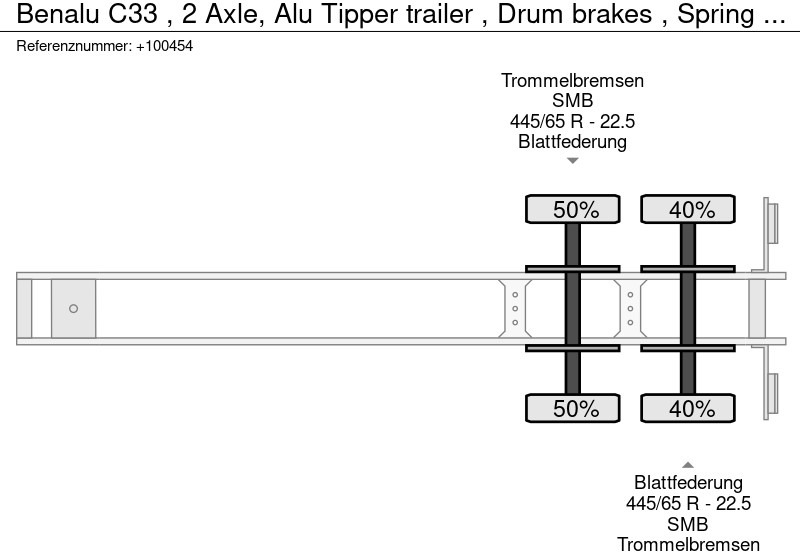 Tippbil semitrailer Benalu C33 , 2 Axle, Alu Tipper trailer , Drum brakes , Spring suspension: bild 13