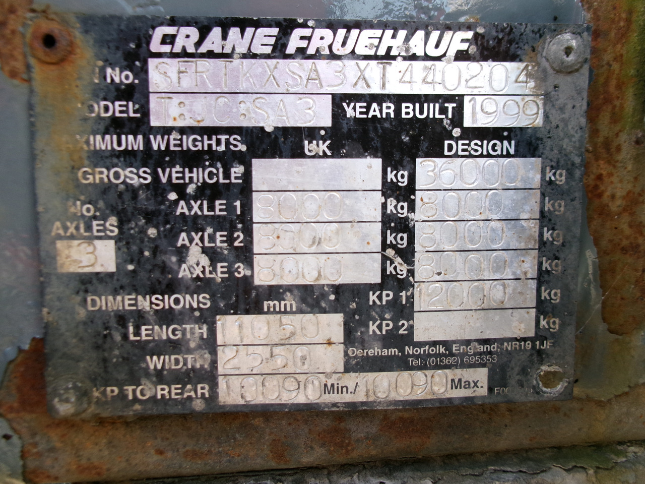 Tanktrailer för transportering kemikalier Crane Fruehauf Chemical tank inox 37.5 m3 / 1 comp + pump: bild 31