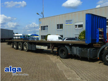 Flaktrailer Krone SD, Plattform, Rungentaschen, Luftfederung, BPW