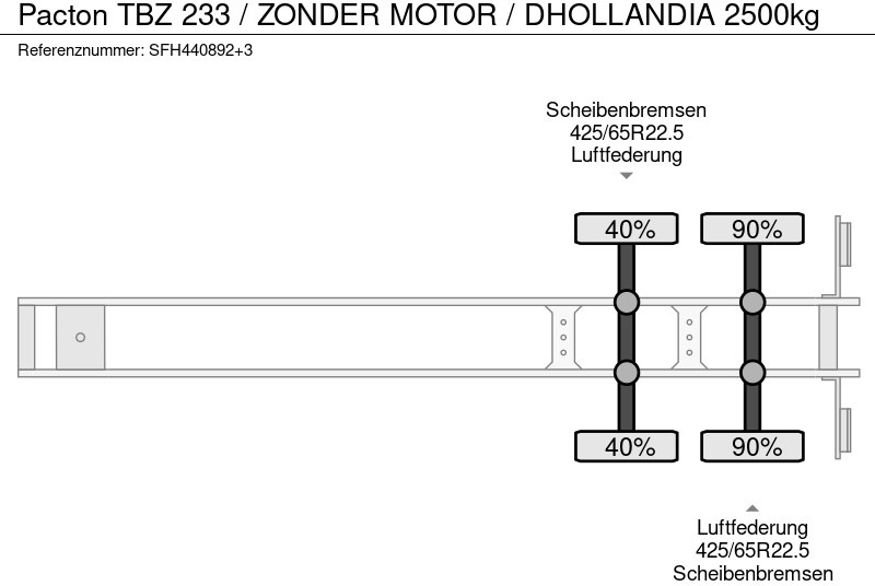 Kyl/ Frys semitrailer Pacton TBZ 233 / ZONDER MOTOR / DHOLLANDIA 2500kg: bild 13
