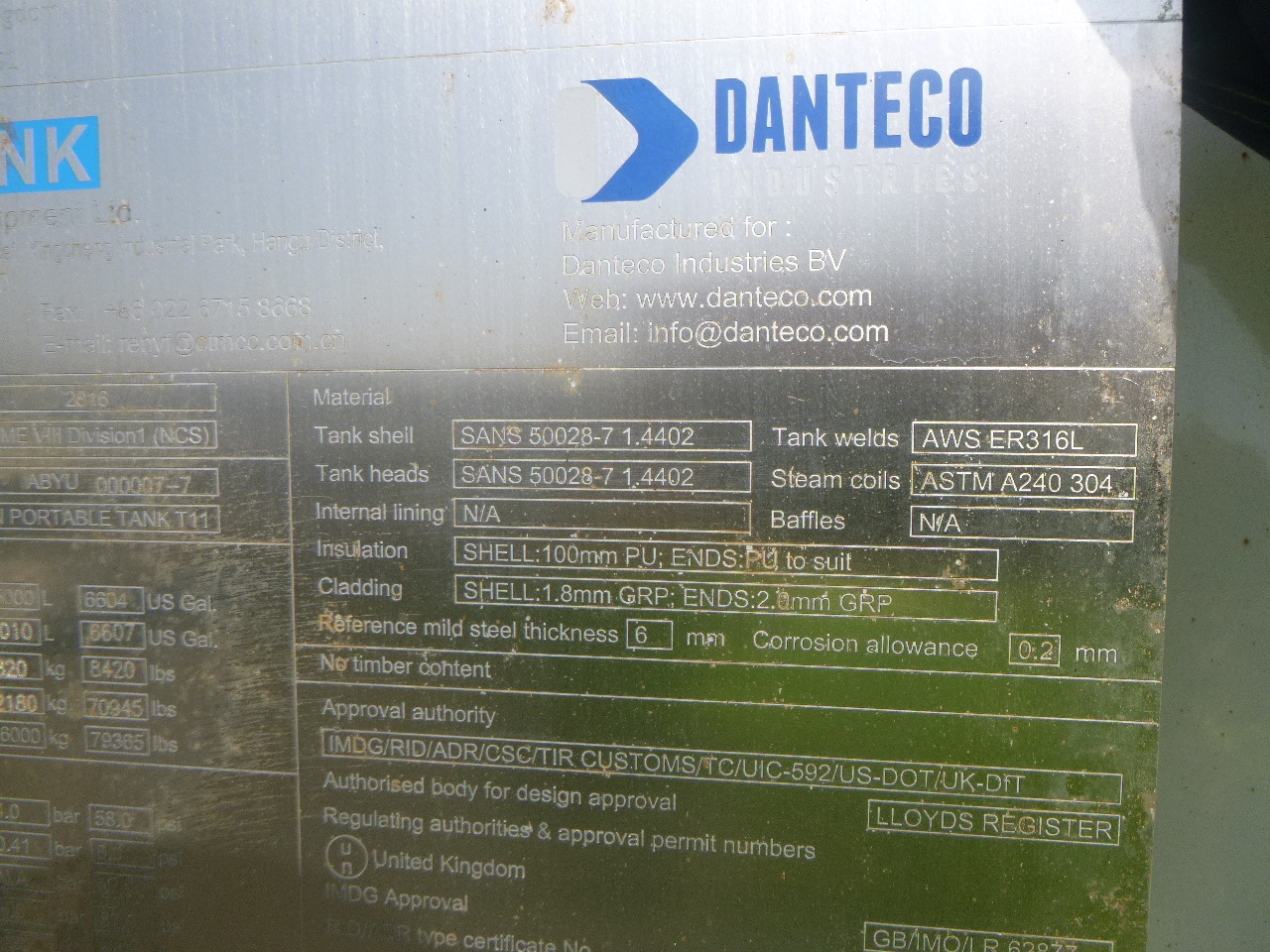 Tankcontainer, Semitrailer Danteco Food tank container inox 20 ft / 25 m3 / 1 comp: bild 21
