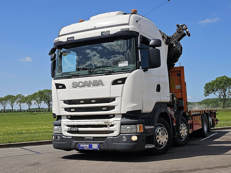 Scania R490 HMF 6020 - Flakbil, Kranbil: bild 1 Scania R490 HMF 6020 - Flakbil, Kranbil: bild 1