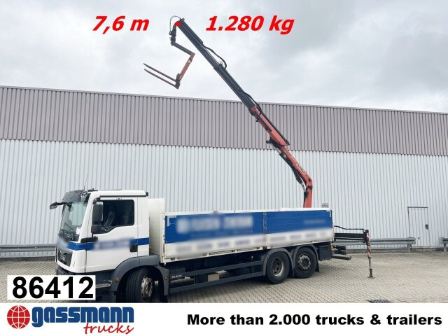 MAN TGM 26.340 6X2-4 LL, Lenk-/Liftachse, Heckkran - Flakbil, Kranbil: bild 1 MAN TGM 26.340 6X2-4 LL, Lenk-/Liftachse, Heckkran - Flakbil, Kranbil: bild 1