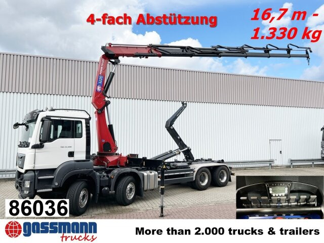 MAN TGS 35.480 8X4 BL, Intarder, Kran HMF 3220-K6, - Lastväxlare lastbil, Kranbil: bild 1 MAN TGS 35.480 8X4 BL, Intarder, Kran HMF 3220-K6, - Lastväxlare lastbil, Kranbil: bild 1