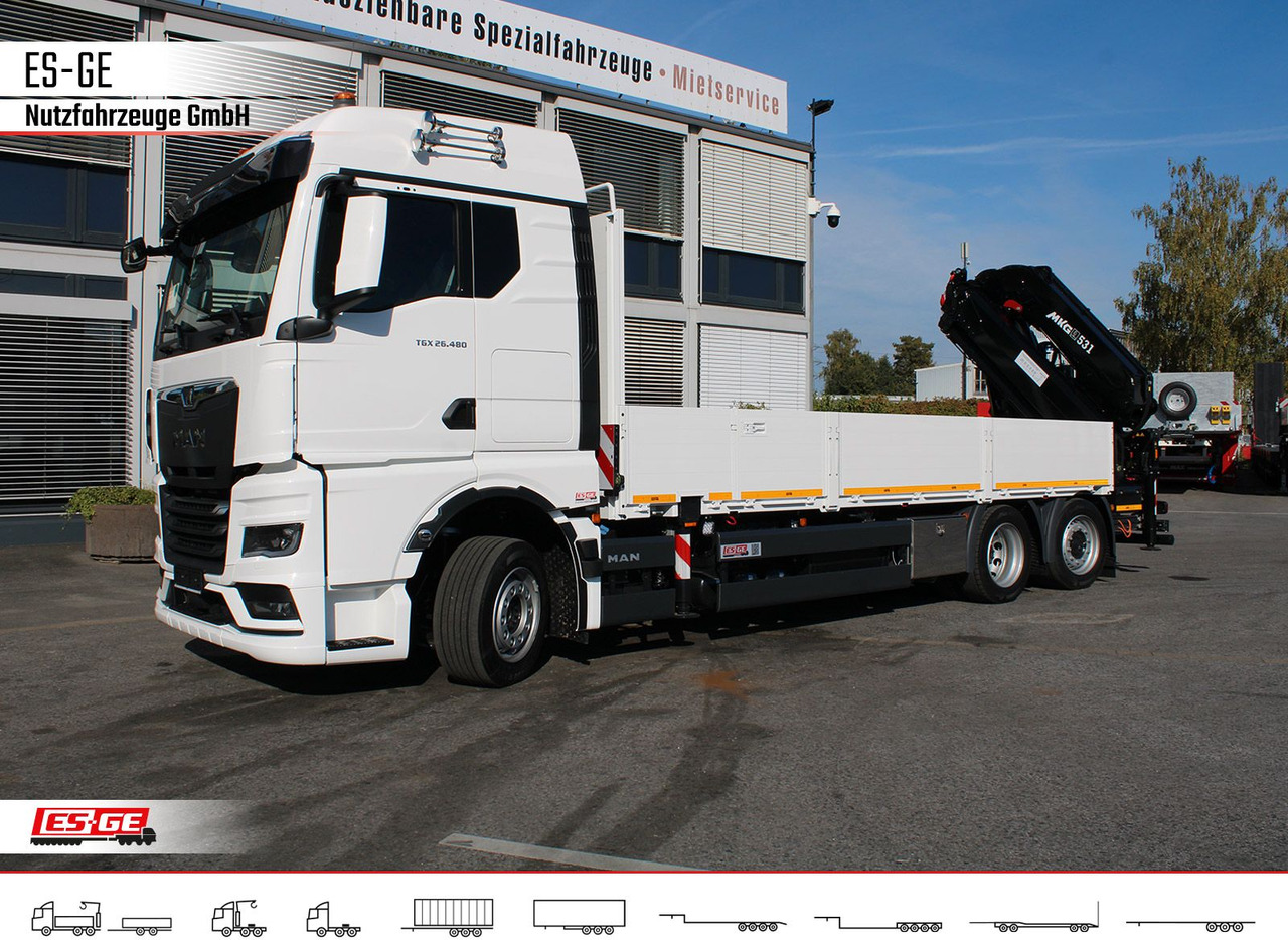 MAN TGX 26.480 6x2-4 LL, MKG-Ladekran HLK531 a5 - Flakbil, Kranbil: bild 1 MAN TGX 26.480 6x2-4 LL, MKG-Ladekran HLK531 a5 - Flakbil, Kranbil: bild 1
