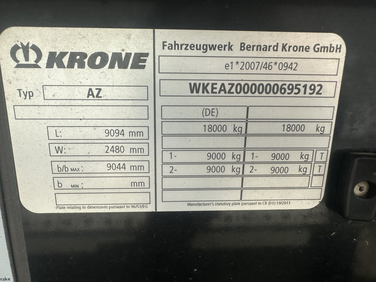 Krone AZW 18 AZW 18 - Containersläp/ Växelflaksläp: bild 2 Krone AZW 18 AZW 18 - Containersläp/ Växelflaksläp: bild 2
