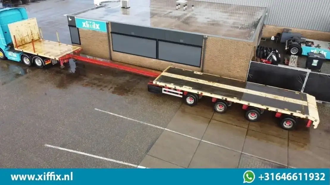 ES-GE 4-ass. Vlakke uitschuifbare Mega oplegger / 4x gestuurd / 14129 - Flaktrailer: bild 1 ES-GE 4-ass. Vlakke uitschuifbare Mega oplegger / 4x gestuurd / 14129 - Flaktrailer: bild 1