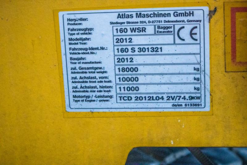 Grävmaskin på däck Atlas 160 WSR - 8 000 H: bild 9