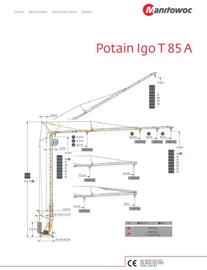 Potain IGO T 85 A - Självresande tornkran: bild 1 Potain IGO T 85 A - Självresande tornkran: bild 1