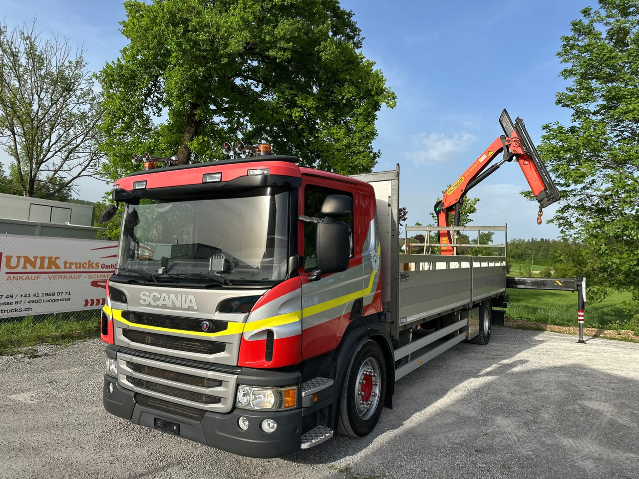 SCANIA P410 Euro6 4x2 Palfinger 13001 - Flakbil, Kranbil: bild 1 SCANIA P410 Euro6 4x2 Palfinger 13001 - Flakbil, Kranbil: bild 1