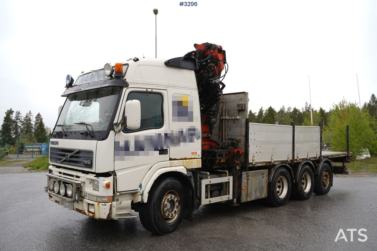 Crane Truck Volvo FM12-39 8X4*4 (SEE VIDEO) - Kranbil, Flakbil: bild 1 Crane Truck Volvo FM12-39 8X4*4 (SEE VIDEO) - Kranbil, Flakbil: bild 1