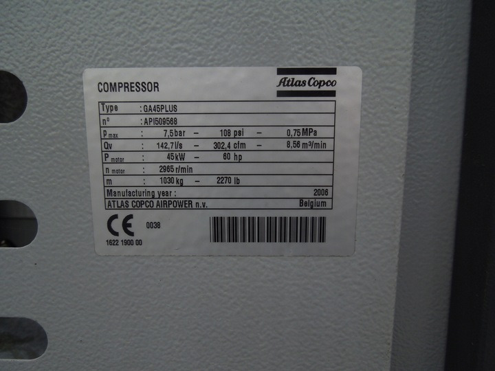 ATLAS COPCO GA45plus - Luftkompressor: bild 3 ATLAS COPCO GA45plus - Luftkompressor: bild 3