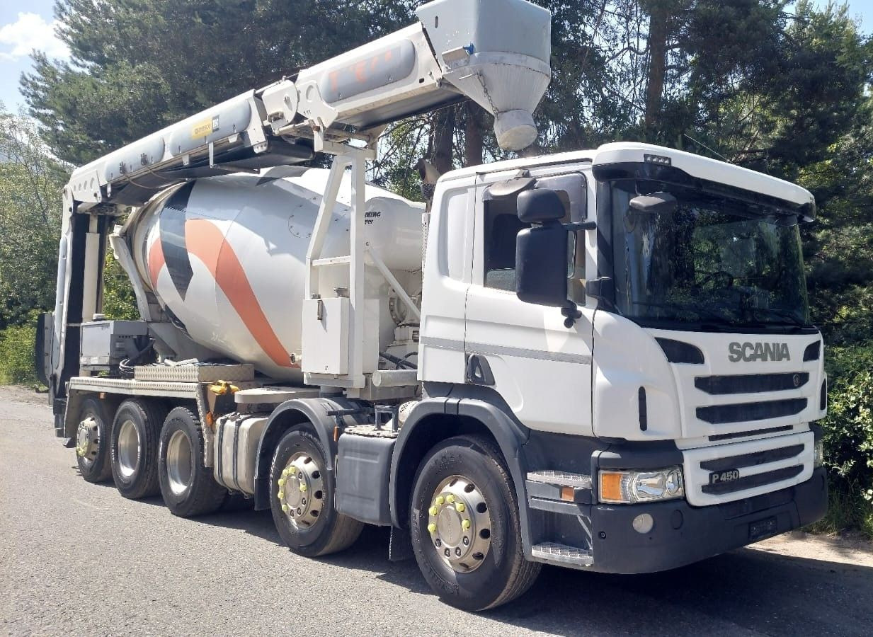 Scania P450 LB 10x4,E6,Stetter 10m³,Förderband/belt 16m - Betongbil: bild 1 Scania P450 LB 10x4,E6,Stetter 10m³,Förderband/belt 16m - Betongbil: bild 1