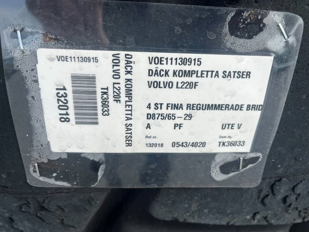 Bridgestone Regummerade 875/65R29 på Volvo L220 fälg - Komplett hjul: bild 3 Bridgestone Regummerade 875/65R29 på Volvo L220 fälg - Komplett hjul: bild 3