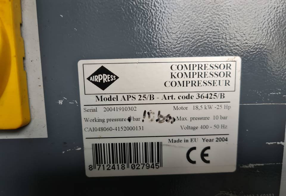Kompresor śrubowy AIRPRESS APS 25, 18,5 kw, (2) - Luftkompressor: bild 5 Kompresor śrubowy AIRPRESS APS 25, 18,5 kw, (2) - Luftkompressor: bild 5