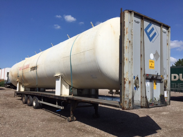 Open flatbed trailer Van Hool 3B2011 Used tank 70m3 aboveground - Gas, Gaz, LPG, GPL, Propane, Butane tank ID 1.130 - Flaktrailer: bild 1 Open flatbed trailer Van Hool 3B2011 Used tank 70m3 aboveground - Gas, Gaz, LPG, GPL, Propane, Butane tank ID 1.130 - Flaktrailer: bild 1