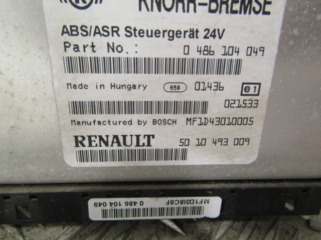 RENAULT MIDLUM DXI ABS / ASR ECU P/NO 50-10 493009 & 486104049 - Kontrollenhet för Lastbil: bild 1 RENAULT MIDLUM DXI ABS / ASR ECU P/NO 50-10 493009 & 486104049 - Kontrollenhet för Lastbil: bild 1