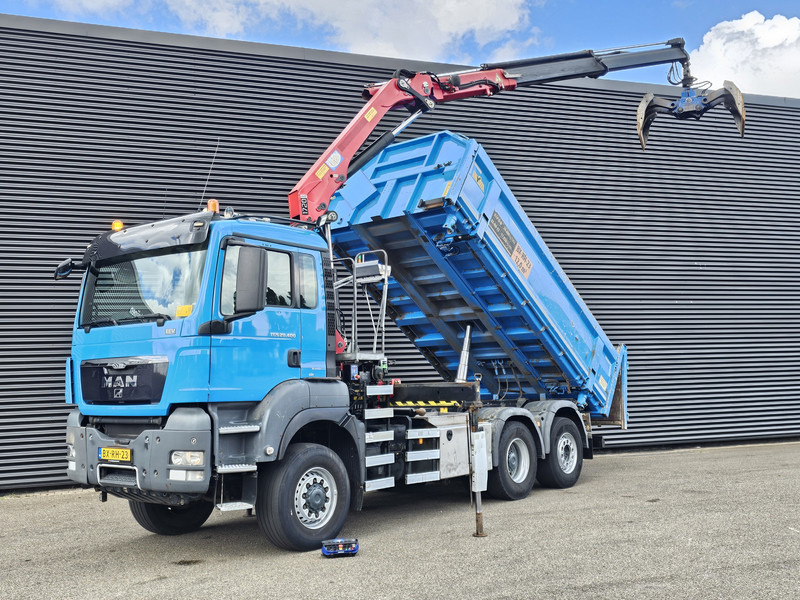 MAN TGS 28.400 6X4-4 BL / CRANE + 2 SIDE TIPPER - Tippbil lastbil, Kranbil: bild 1 MAN TGS 28.400 6X4-4 BL / CRANE + 2 SIDE TIPPER - Tippbil lastbil, Kranbil: bild 1