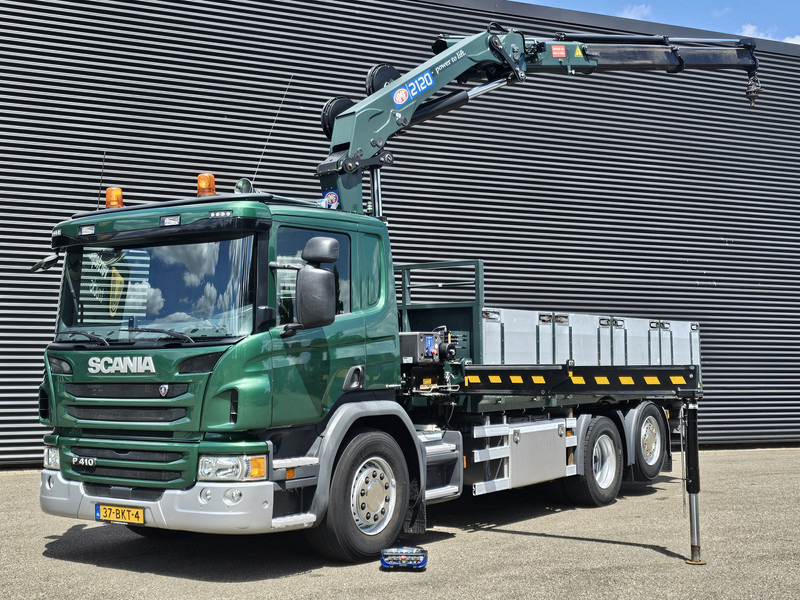 Scania P410 / 6X2-4 / 21 t/m CRANE / KRAN - Flakbil, Kranbil: bild 1 Scania P410 / 6X2-4 / 21 t/m CRANE / KRAN - Flakbil, Kranbil: bild 1