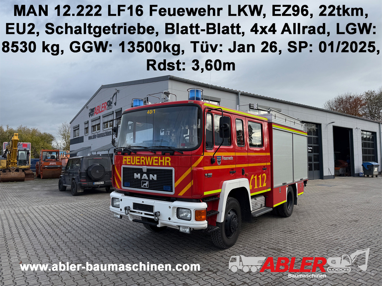 MAN 12.222 LF16 Feuerwehr-LKW - Släck/ Räddningsvagn: bild 1 MAN 12.222 LF16 Feuerwehr-LKW - Släck/ Räddningsvagn: bild 1