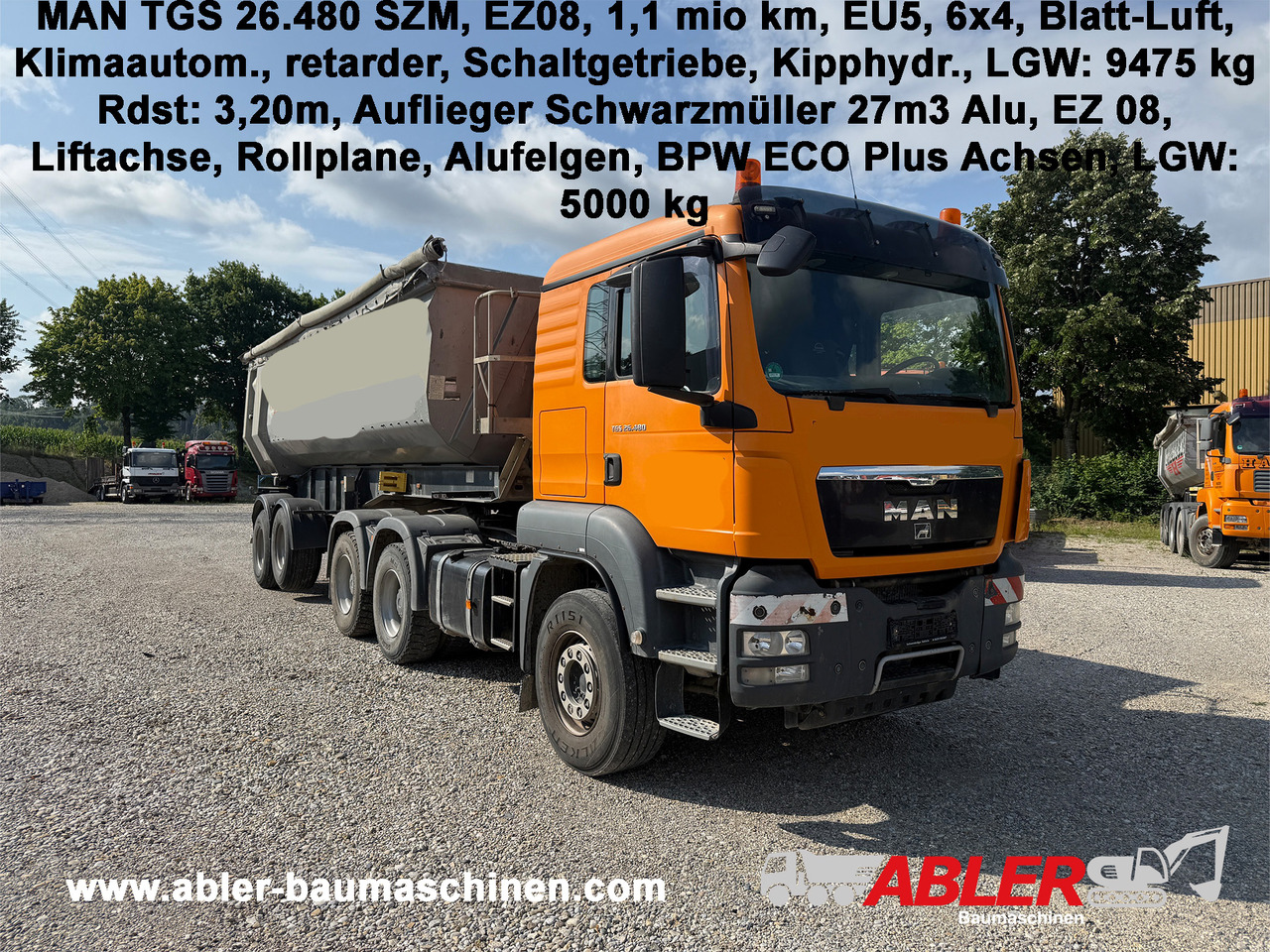 MAN TGS 26.480 SZM 6x4 mit Kippauflieger - Tippbil lastbil: bild 1 MAN TGS 26.480 SZM 6x4 mit Kippauflieger - Tippbil lastbil: bild 1