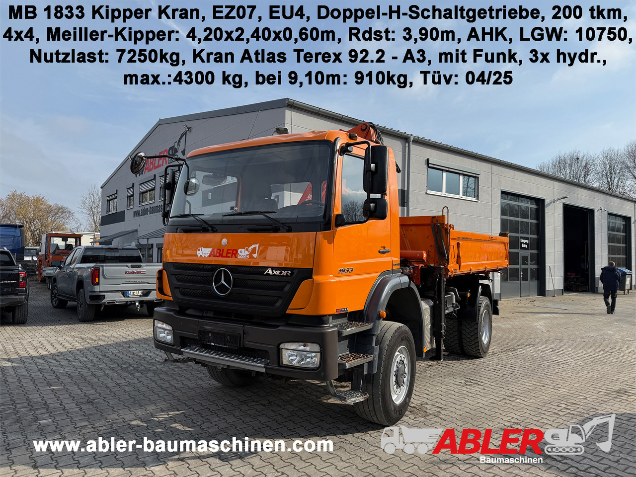 Mercedes-Benz 1833 Axor Kipper Kran Allrad - Tippbil lastbil, Kranbil: bild 1 Mercedes-Benz 1833 Axor Kipper Kran Allrad - Tippbil lastbil, Kranbil: bild 1