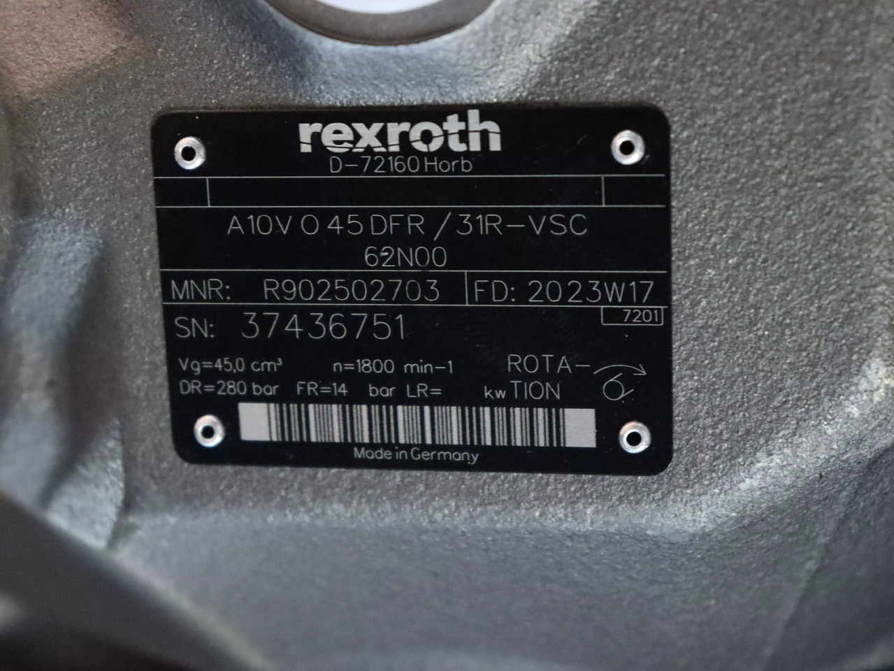 REXROTH A10VO45DFR/31R-VSC62N00 - Hydraulpump för Byggmaskiner: bild 4 REXROTH A10VO45DFR/31R-VSC62N00 - Hydraulpump för Byggmaskiner: bild 4