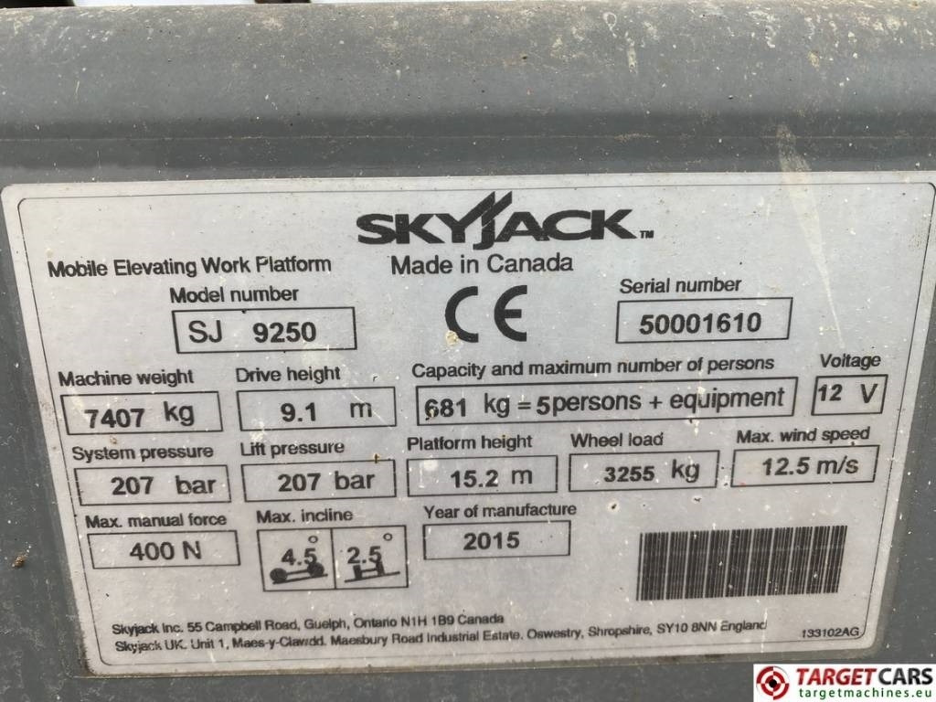 Saxlift SkyJack SJ9250 RT Diesel 4x4 Scissor Work Lift 1720cm: bild 10