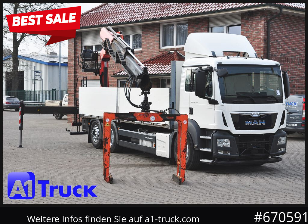 MAN TGS 26.440, Kran PK20.501L Lenkachse, - Flakbil, Kranbil: bild 1 MAN TGS 26.440, Kran PK20.501L Lenkachse, - Flakbil, Kranbil: bild 1