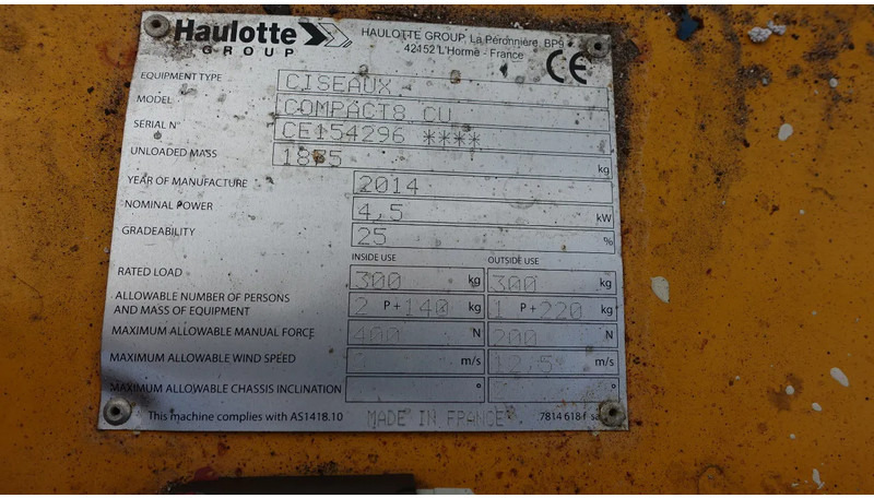 Haulotte Compact 8CU - Saxlift: bild 3 Haulotte Compact 8CU - Saxlift: bild 3