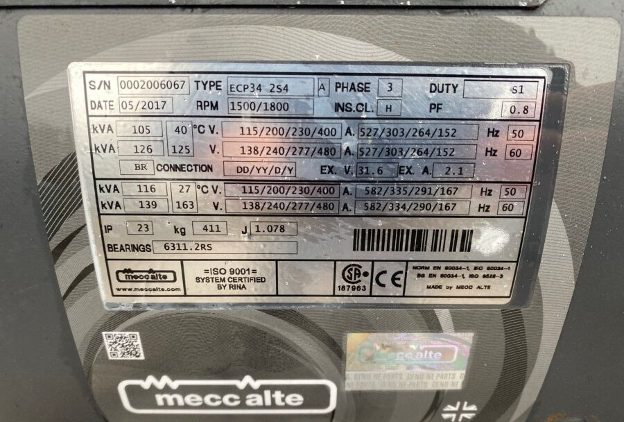 Diversen ECP34 2S4 - Iveco Engine,126kVA,New oils, filters, Mecc Alte ECP34 2S4 - Elgenerator: bild 4 Diversen ECP34 2S4 - Iveco Engine,126kVA,New oils, filters, Mecc Alte ECP34 2S4 - Elgenerator: bild 4
