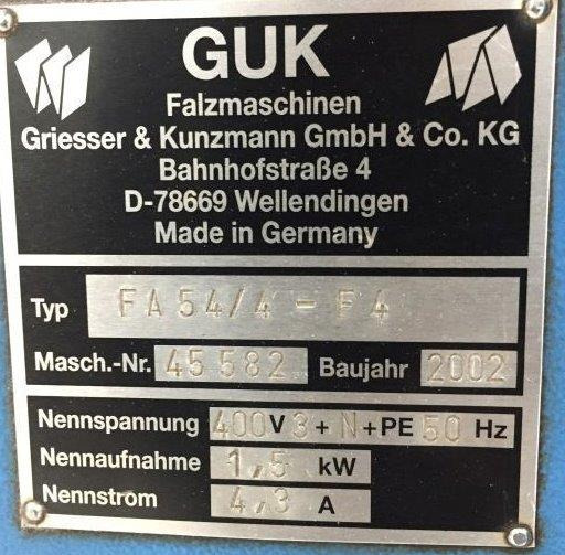 Buckle plate folder GUK FA 54-4-F-TH with stream delivery S-520 for prefold products - Vikmaskin: bild 4 Buckle plate folder GUK FA 54-4-F-TH with stream delivery S-520 for prefold products - Vikmaskin: bild 4