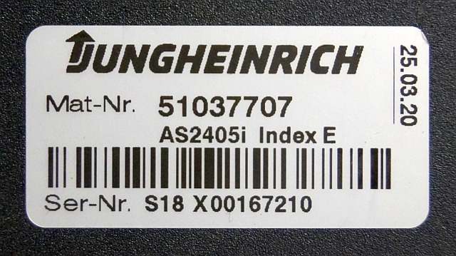 Jungheinrich 51037707 | Rij regeling driving controller AS2405i index E Sw. 1,31 - Kontrollenhet för Materialhanteringsutrustning: bild 3 Jungheinrich 51037707 | Rij regeling driving controller AS2405i index E Sw. 1,31 - Kontrollenhet för Materialhanteringsutrustning: bild 3