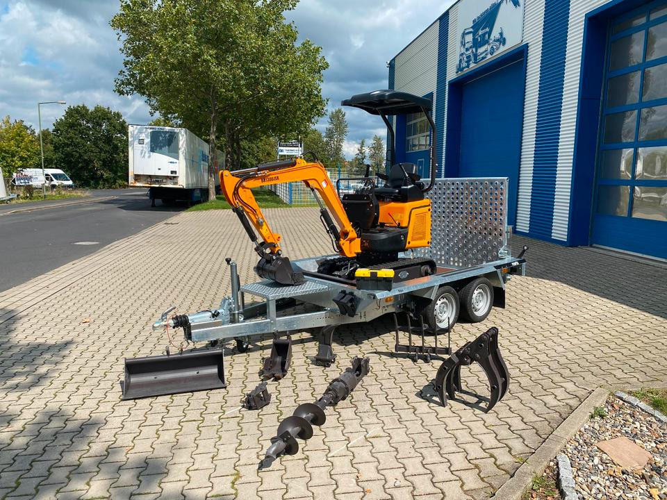 Minibagger BK1300JSR + Anhänger + Zubehör *INKL.19% MWST*BERGER KRAUS*KUBOTA*JOYSTICK*SCHENKWARM*SOFORT!* - Minigrävmaskin, Släp: bild 1 Minibagger BK1300JSR + Anhänger + Zubehör *INKL.19% MWST*BERGER KRAUS*KUBOTA*JOYSTICK*SCHENKWARM*SOFORT!* - Minigrävmaskin, Släp: bild 1