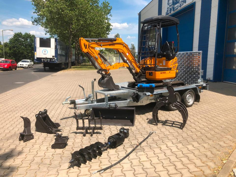 Minibagger BK1700JS + Tieflader + Zubehör *INKL.19% MWST*BERGER KRAUS*KUBOTA*JOYST*SOFORT! - Minigrävmaskin, Släp: bild 1 Minibagger BK1700JS + Tieflader + Zubehör *INKL.19% MWST*BERGER KRAUS*KUBOTA*JOYST*SOFORT! - Minigrävmaskin, Släp: bild 1