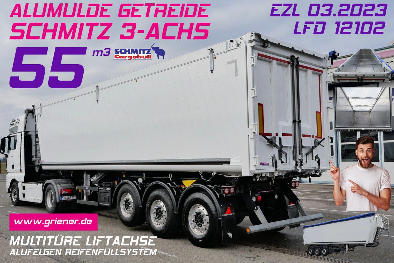 Schmitz Cargobull SKI 24 ALUMULDE SL 9,6/ 50/55 m³ MULTITÜRE - Tippbil semitrailer: bild 1 Schmitz Cargobull SKI 24 ALUMULDE SL 9,6/ 50/55 m³ MULTITÜRE - Tippbil semitrailer: bild 1